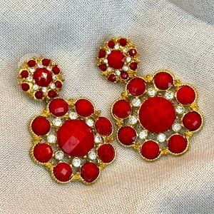 Amrita Singh Red Crystal Drop Earrings